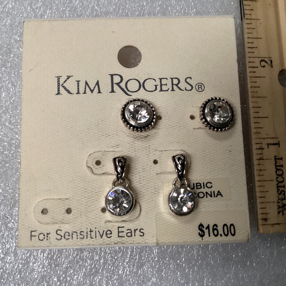 Kim Rogers Cubic Zirconia Earrings For Sensitive Ears New With Tag - Picture 6 of 6